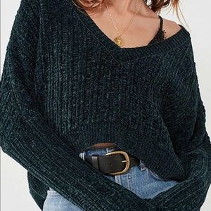 dark green cropped sweater